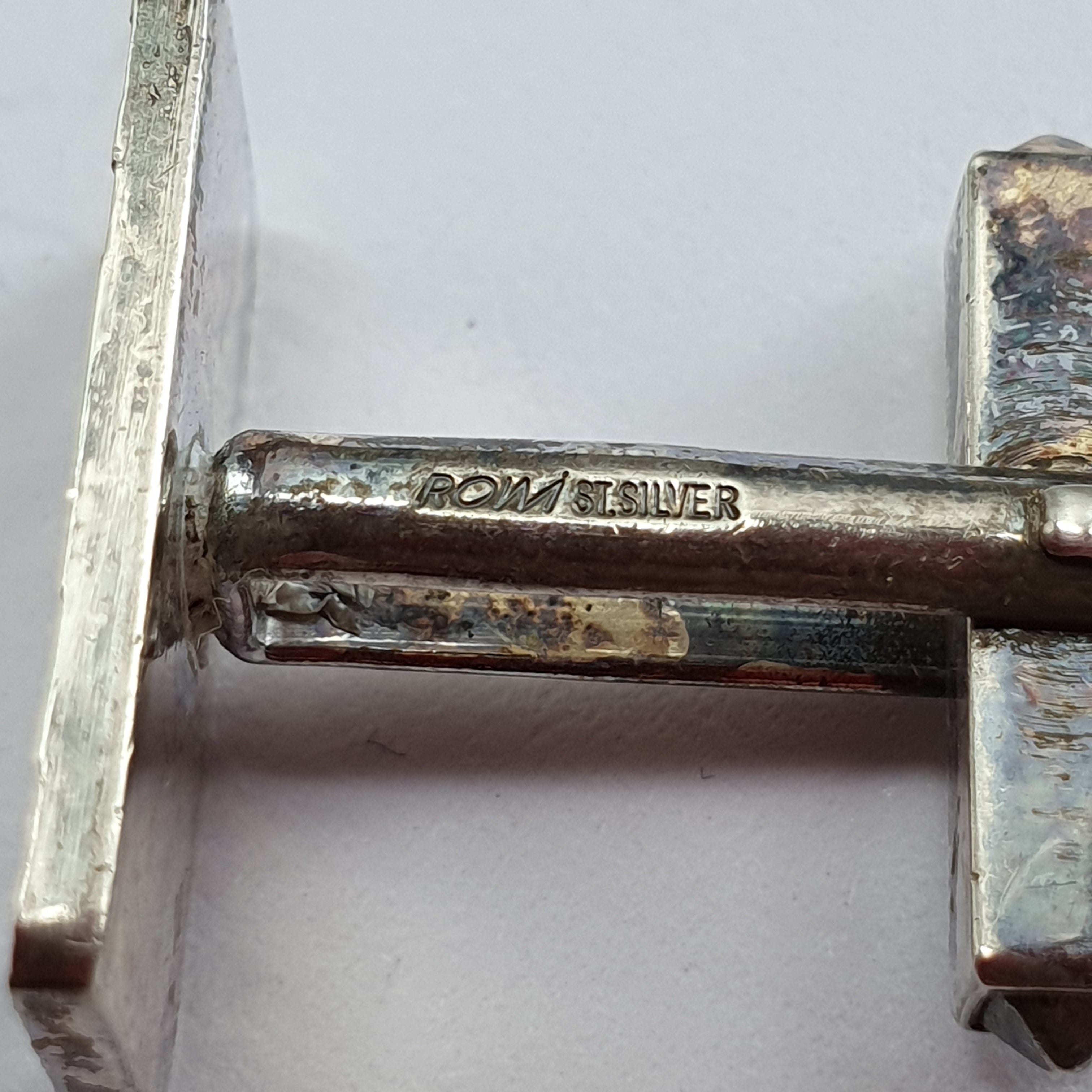 Vintage cufflinks with stripe pattern, Sterling silver