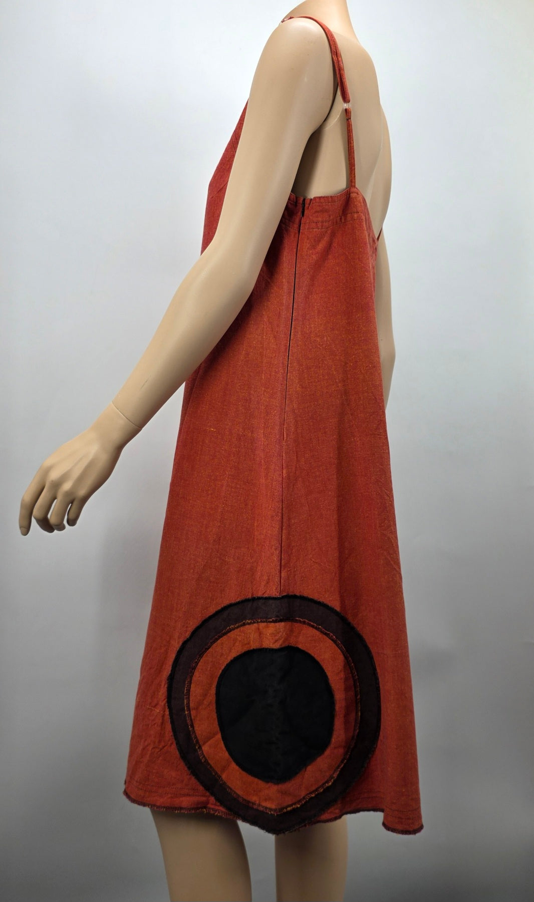 Aurinko, orange cotton dress from Nepal, size 38