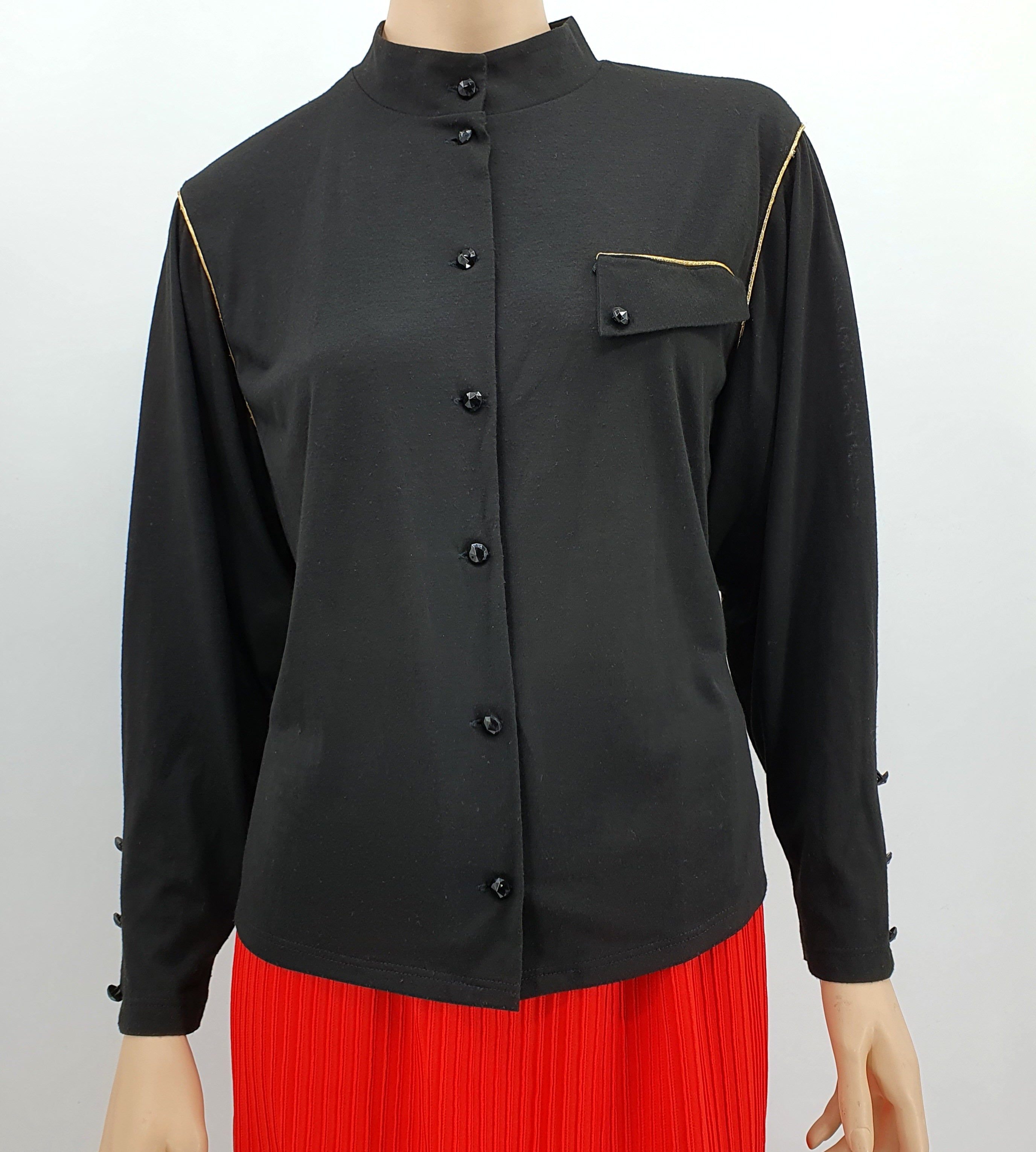 Chic, musta naisten trikoopaita kultasomisteilla, 80-luku, koko 38-40