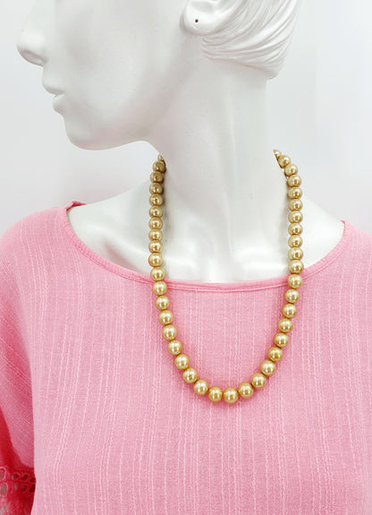 Matte gold-colored pearl necklace, length 50cm