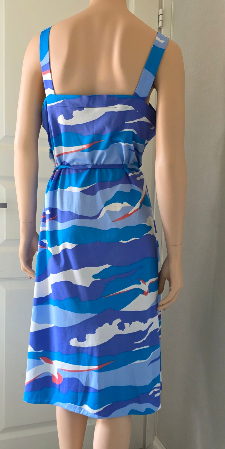 Tergal, sleeveless summer dress from the 70s-80s, size 40-42