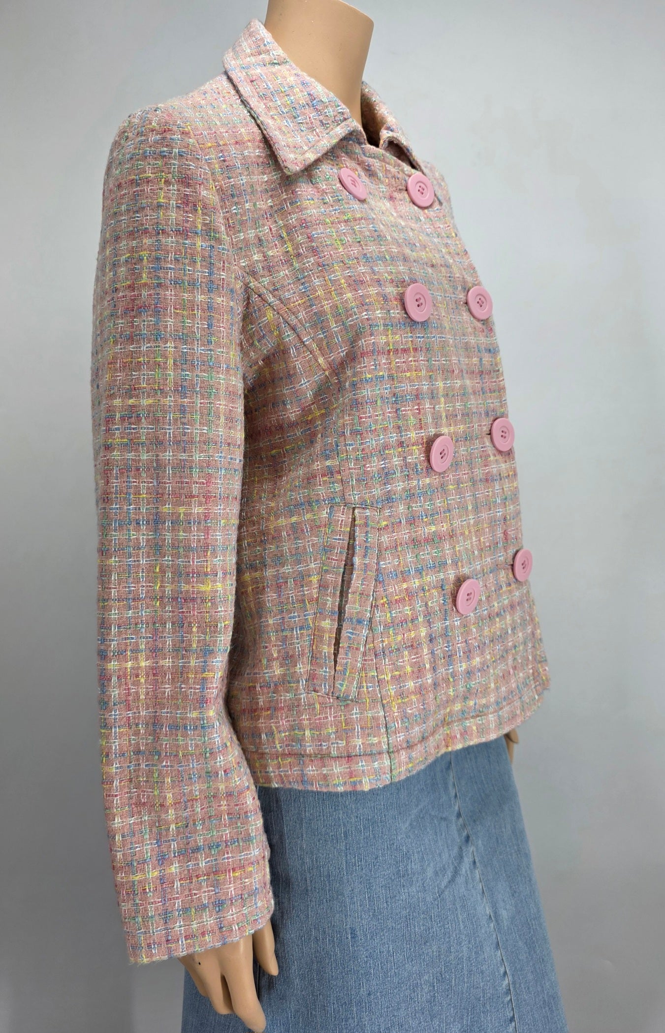 Blu Aqua, pink checked jacket from the 90s-2000s, size 40