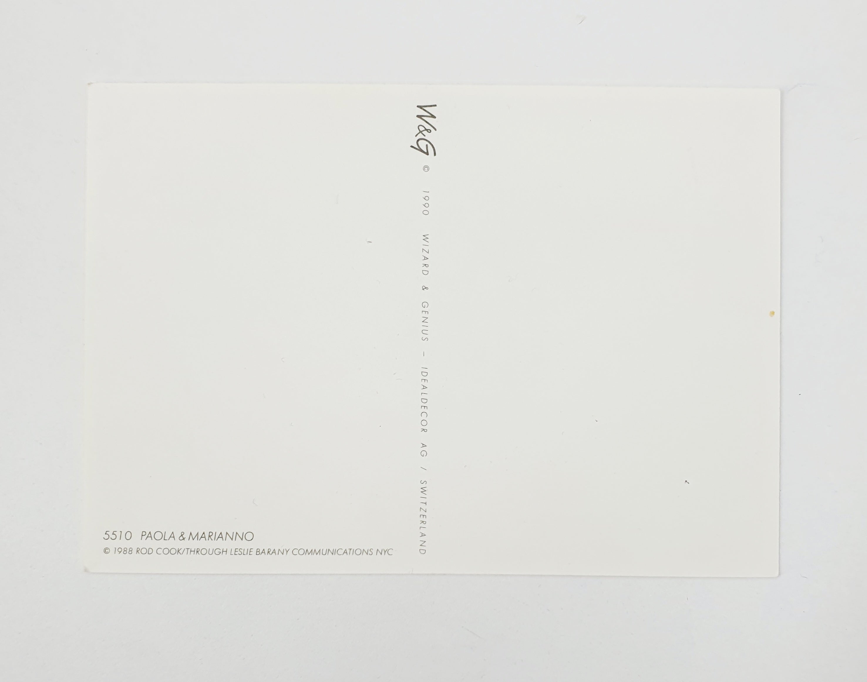 Paola&Marianno, black and white postcard from the 90s