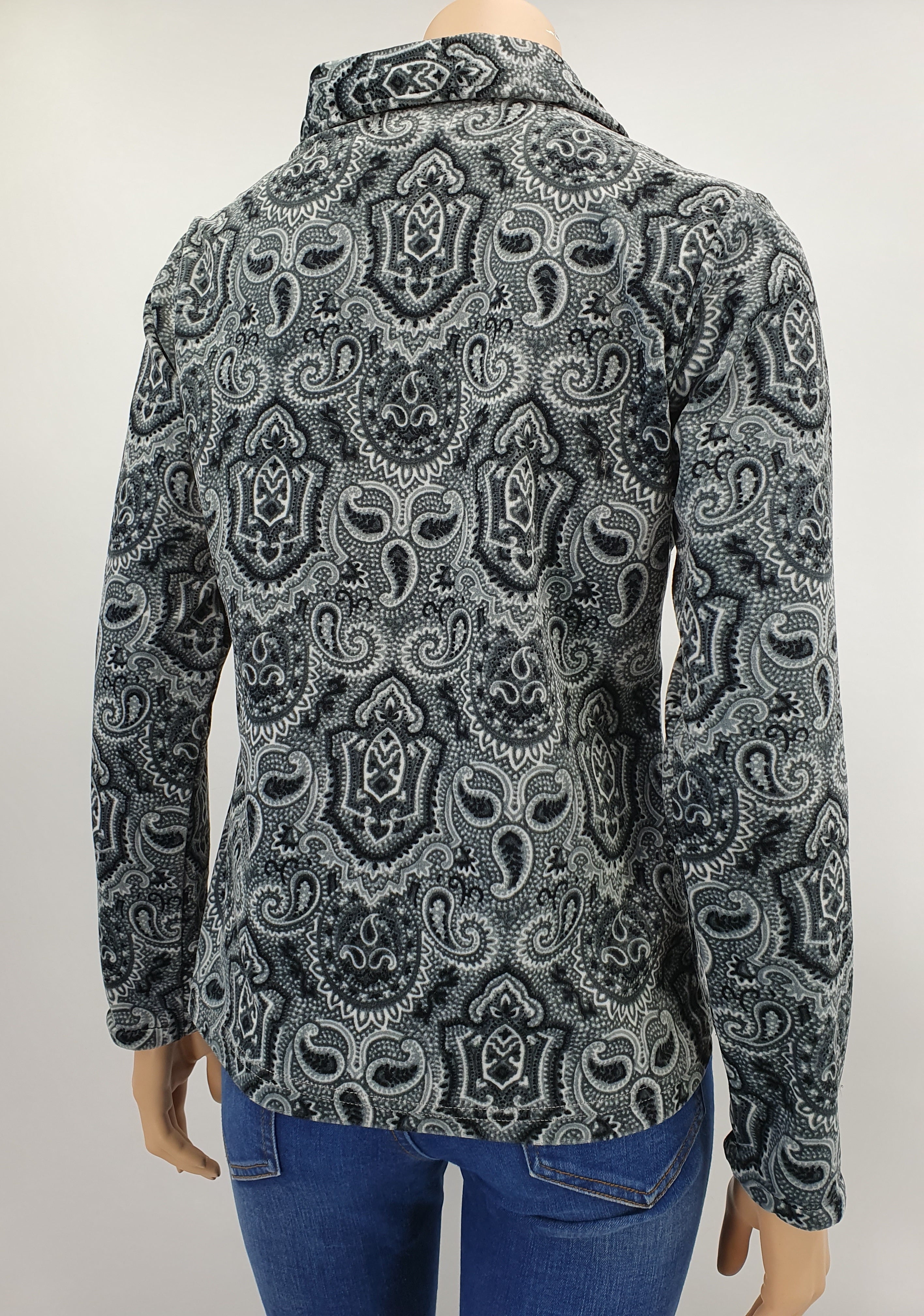 Only, paisley patterned Y2K stretch velvet blouse, size 38(40)