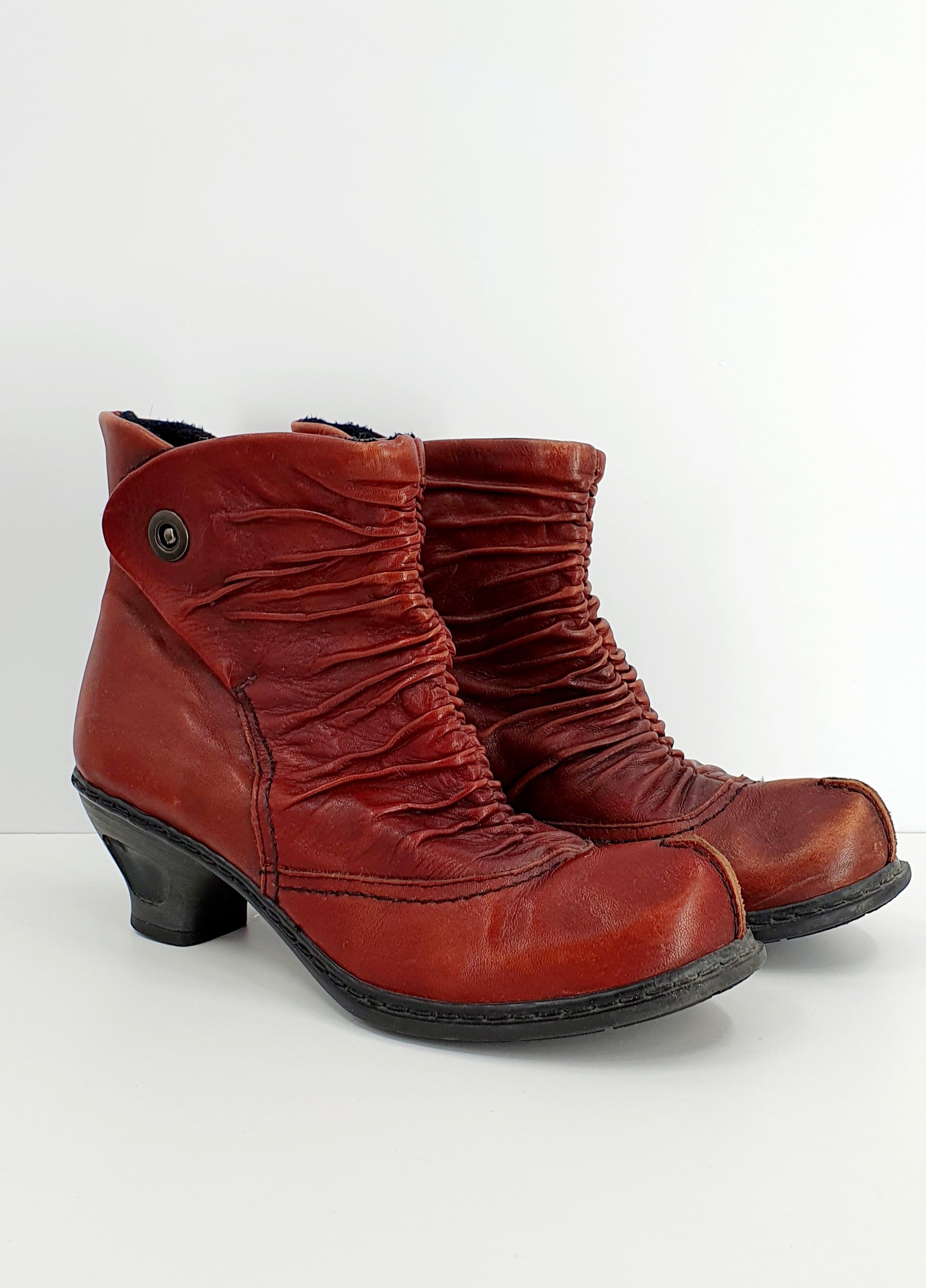Rieker, burgundy ankle boots from the 2000s, size 38