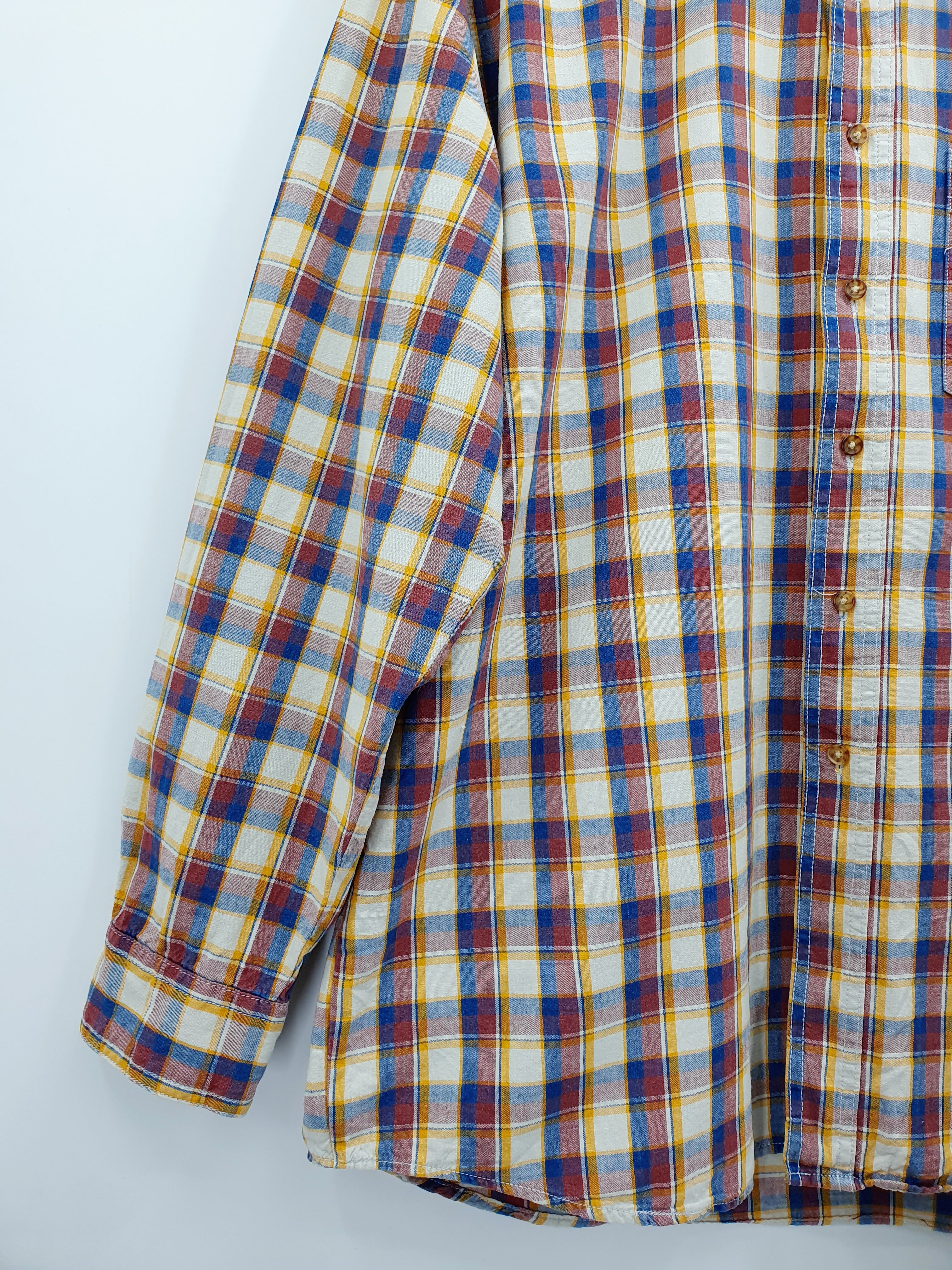 Oker, men's cotton check shirt from the 90s, size 43/44 (L)