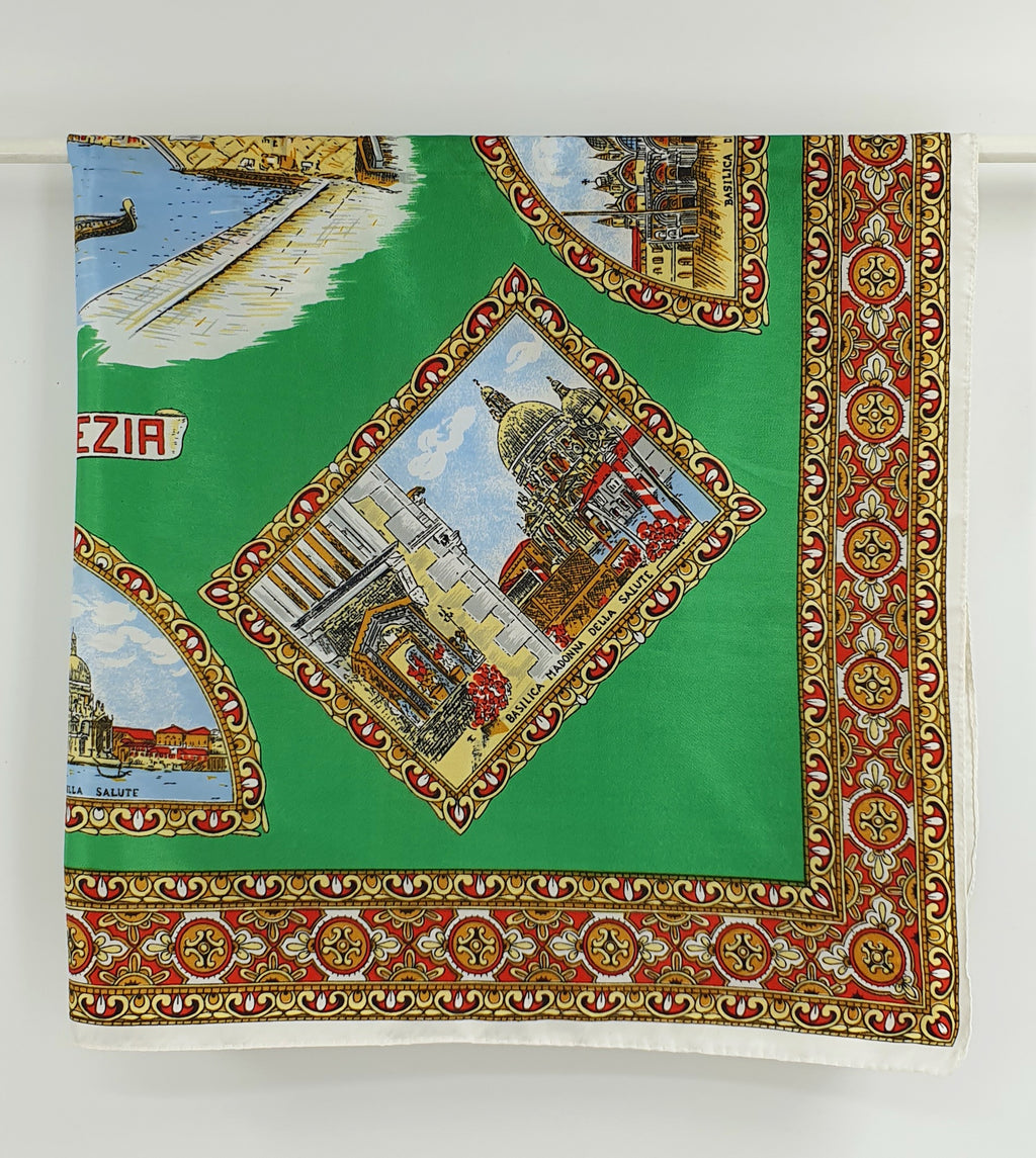 Venice-themed scarf from the 80s-90s, size 68x68cm