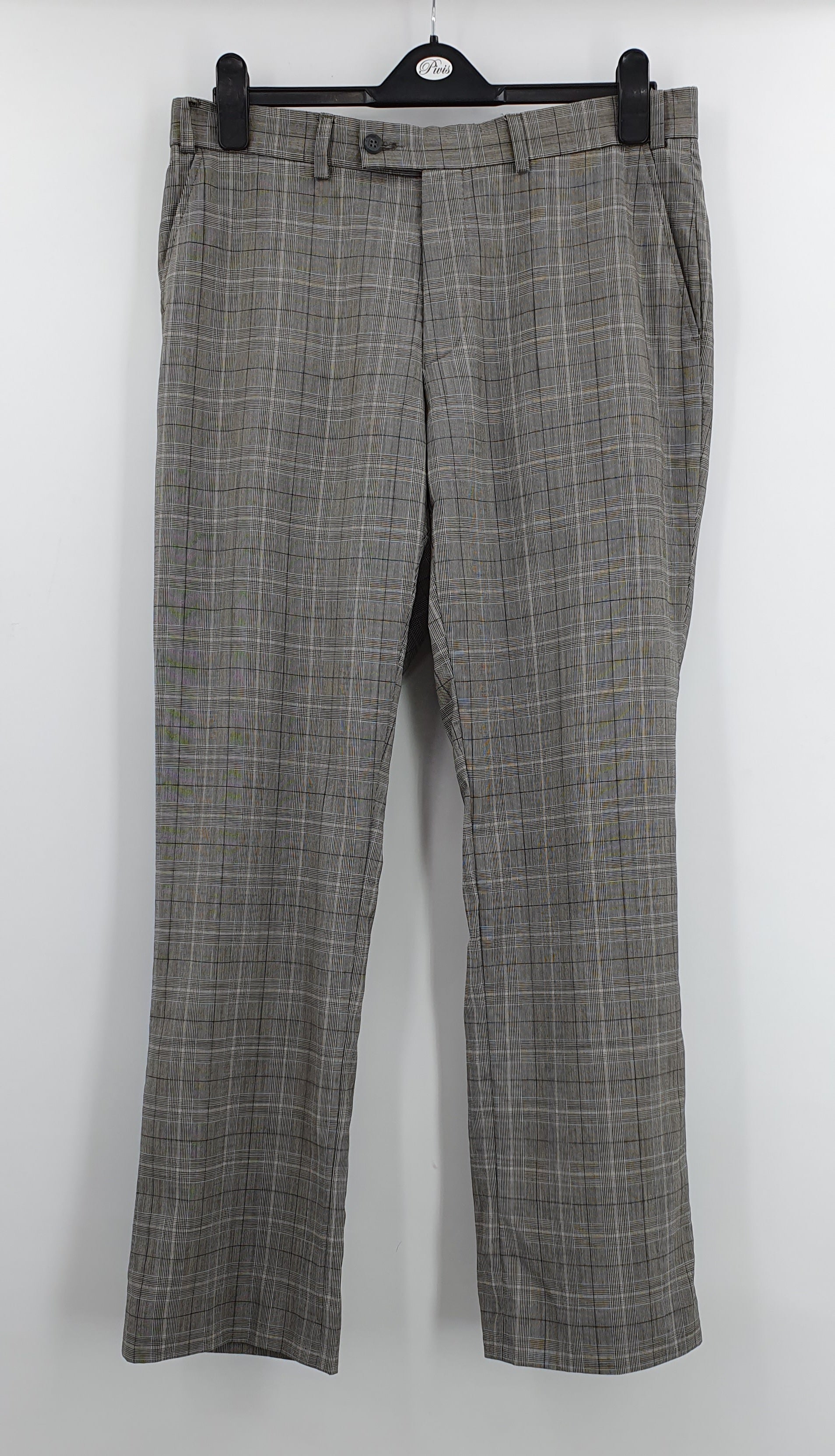 Turo Tailor, men's checkered straight trousers from the 2000s, waist 86cm