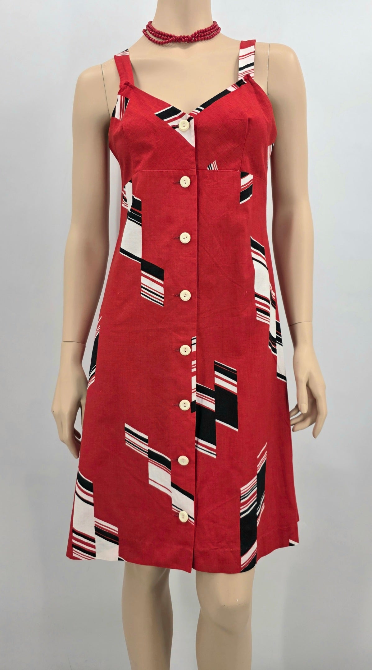 Barbarella, sleeveless summer dress from the 70s, cotton, size 34