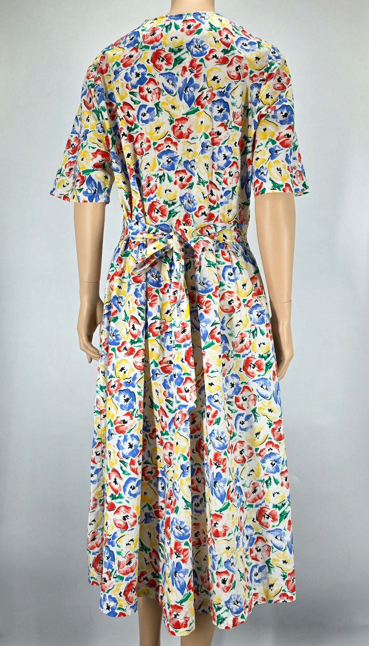 Floral cotton dress from the 80s-90s, size 38/40