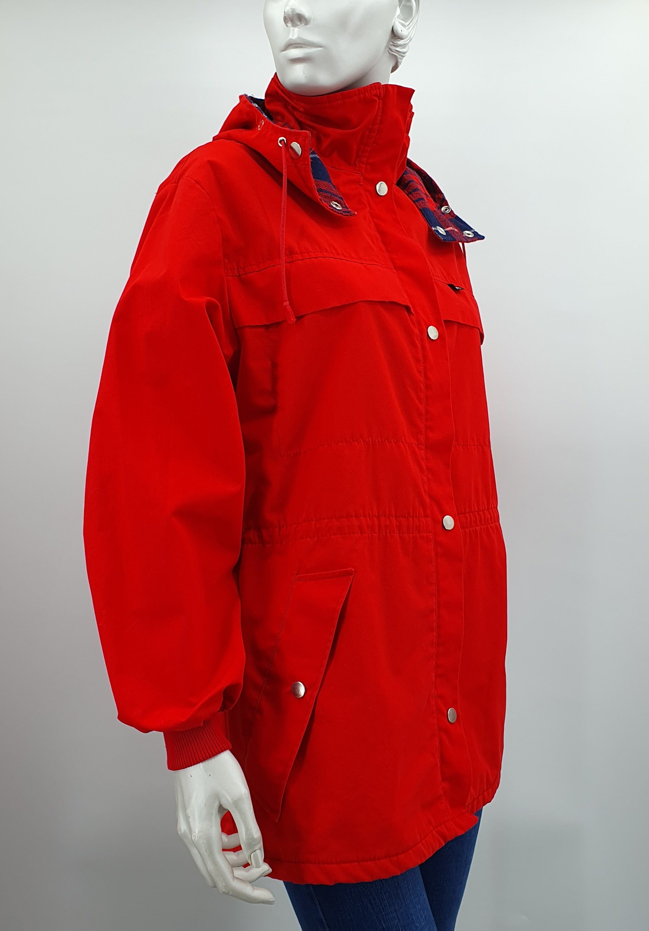 Ajak, bright red mid-season jacket from the 80s, size 38-40