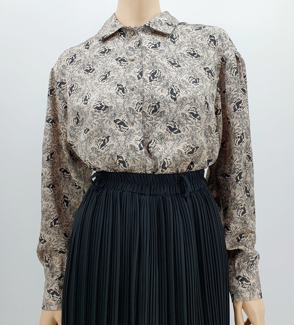 Festive 80s shirt blouse, beige/black, size (42)44