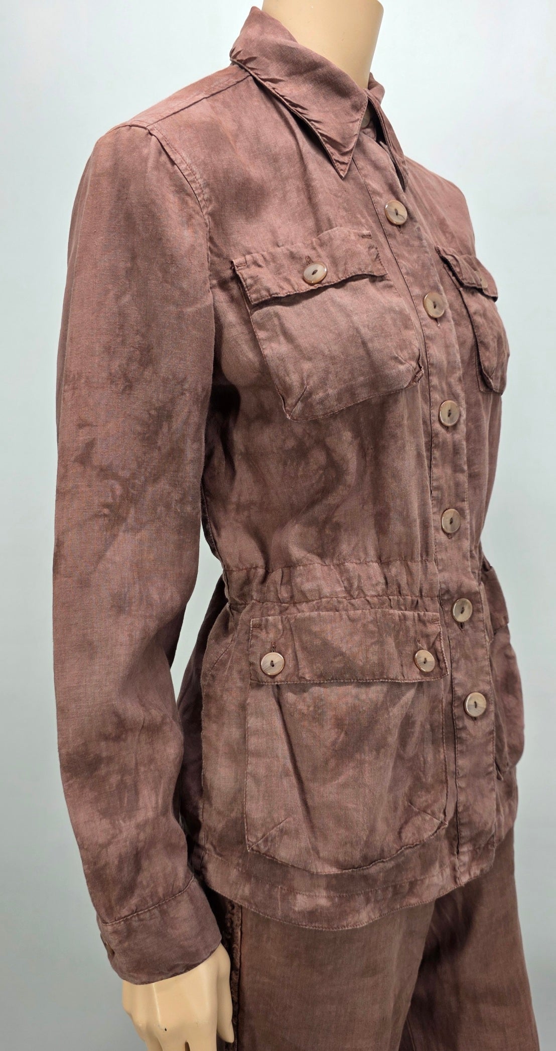 MEXX, brown linen jacket, 2000s, size 36-38