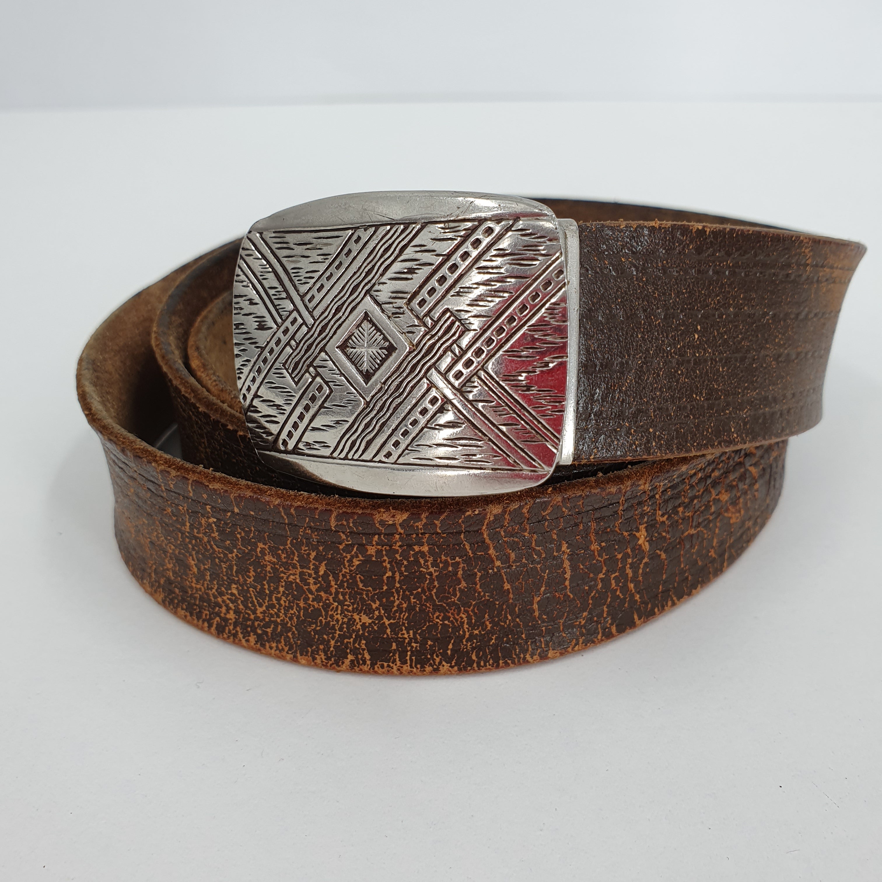 Rough leather belt from the 80s-90s, length 100cm