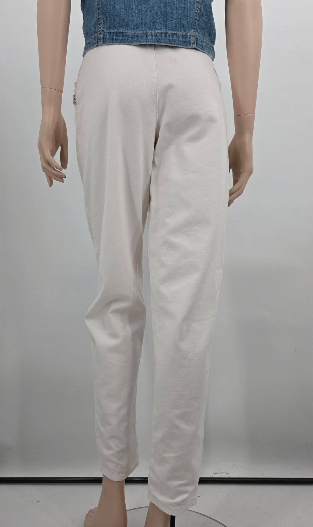 PTA, high-waisted cotton pants from the 80s, color white, belt 66cm, size 34