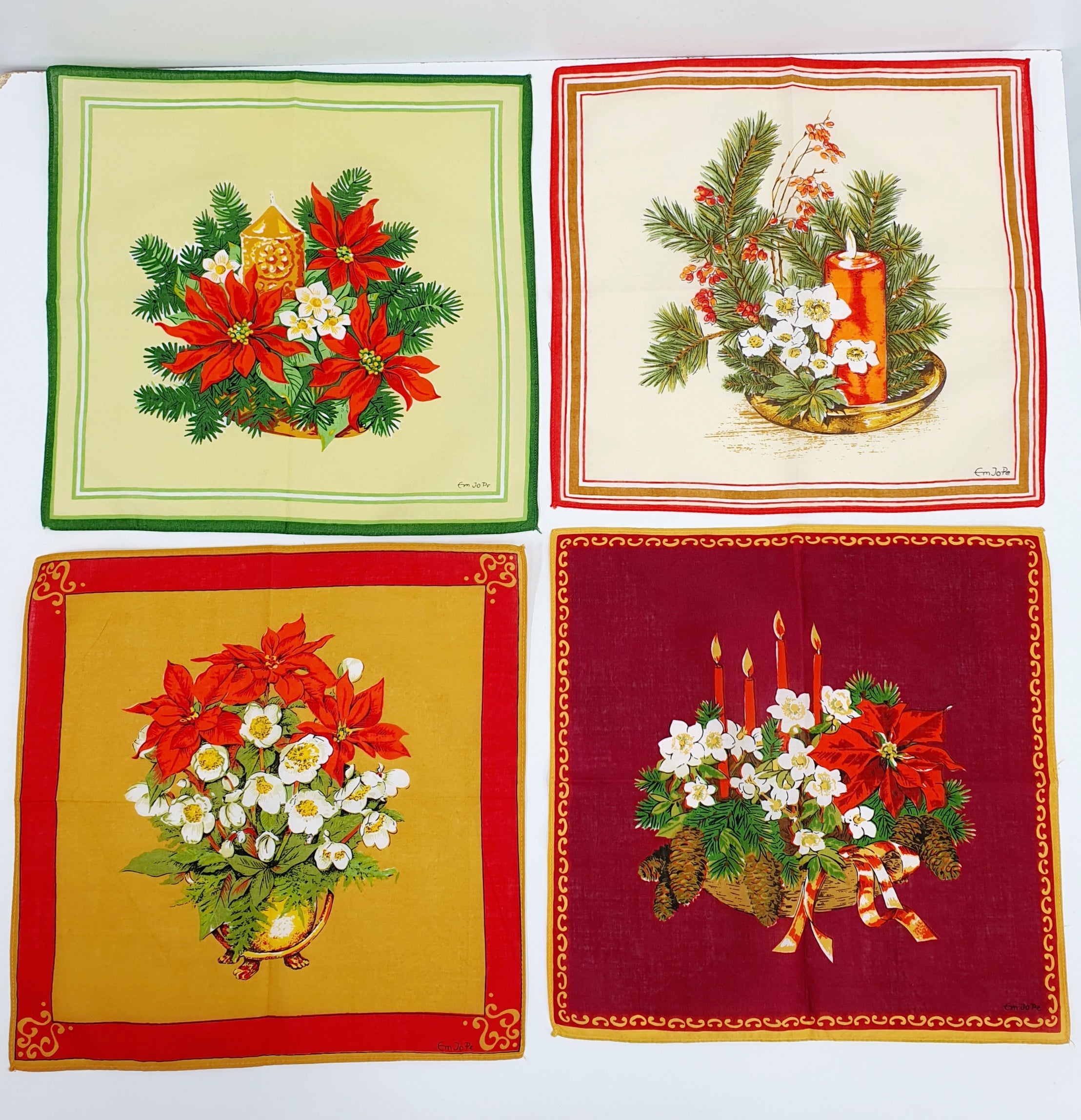 Pienet vintage kangasliinat, 4kpl, jouluaiheinen kuviot