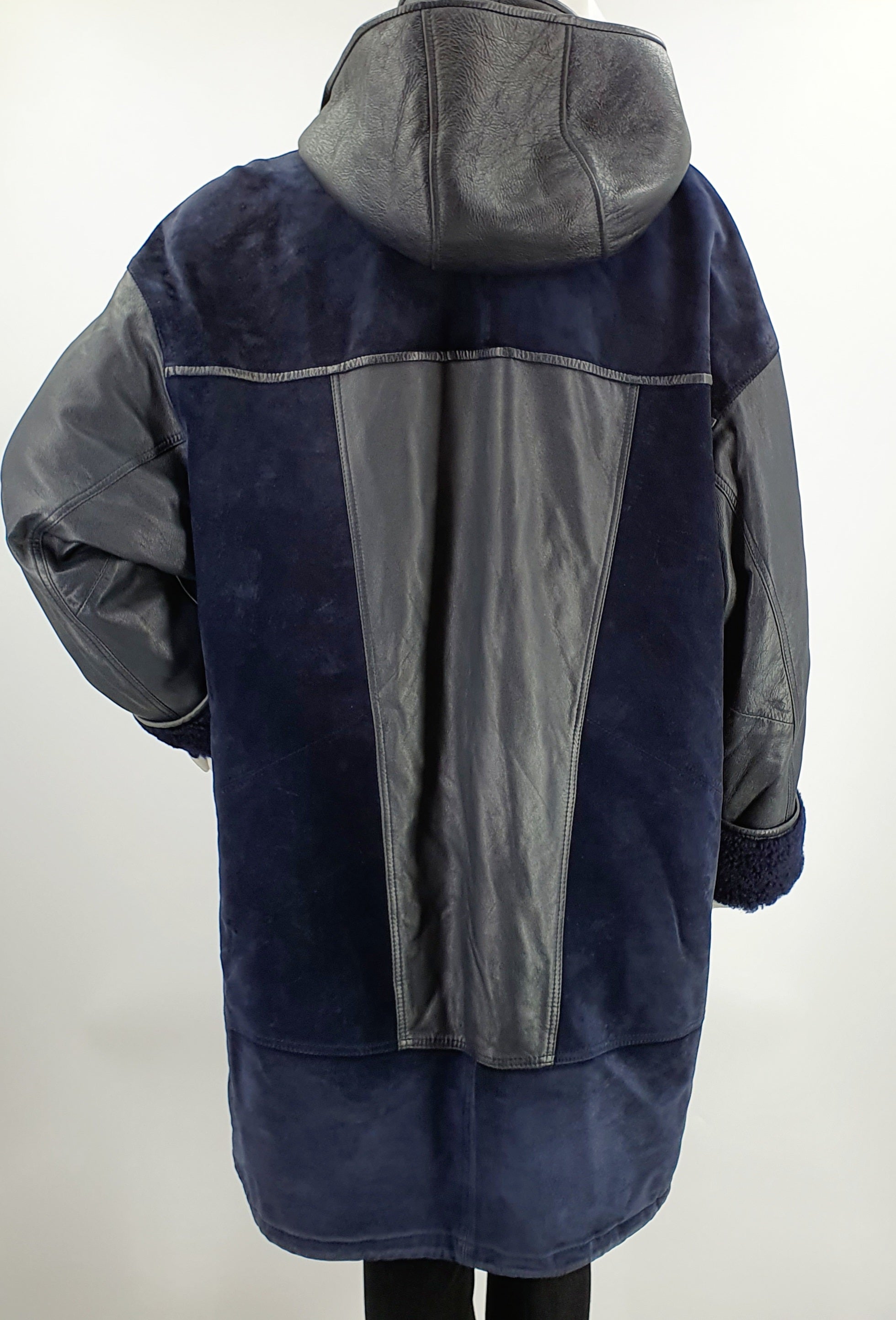 Friitala, half-length hooded leather jacket from the 80s, size 46-48