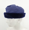 Dark blue padded winter hat from the 80s, size 60cm