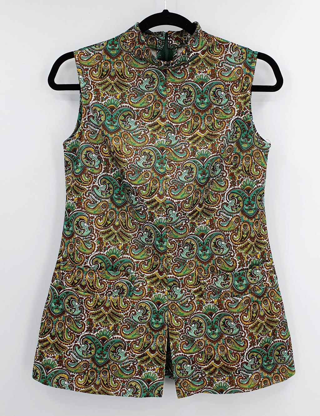 Paisley patterned sleeveless tunic from the 60s, size 34-36