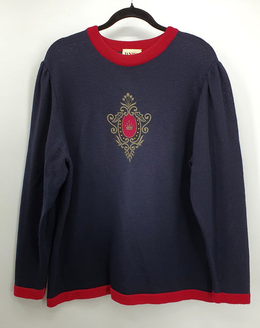 Janina Schreck, dark blue sweater from the 80s-90s, size 42-44