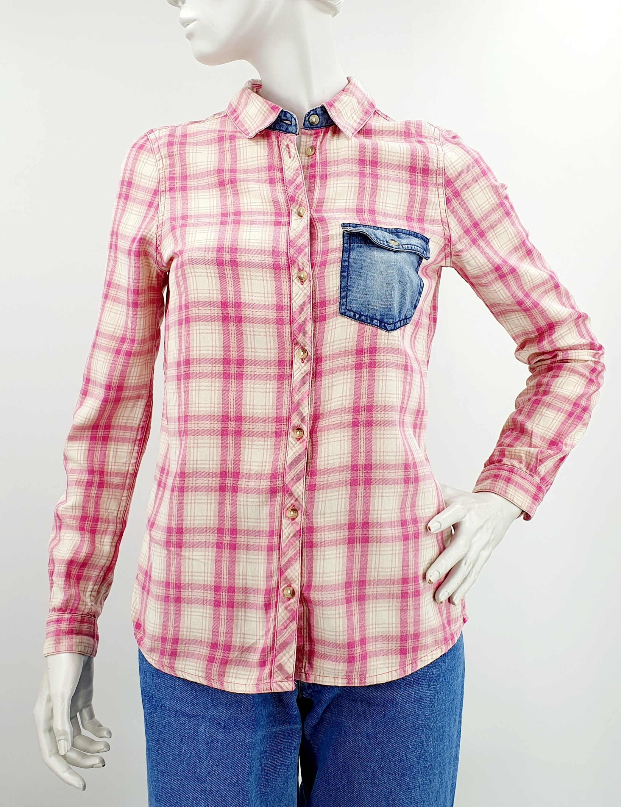 River Island, women's check shirt from the 90s-2000s, size 34