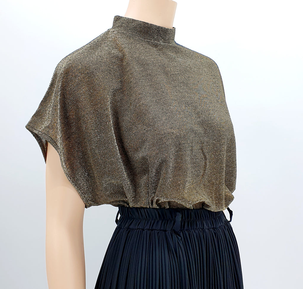 GG, gold-colored party blouse from the 90s, size 42-44