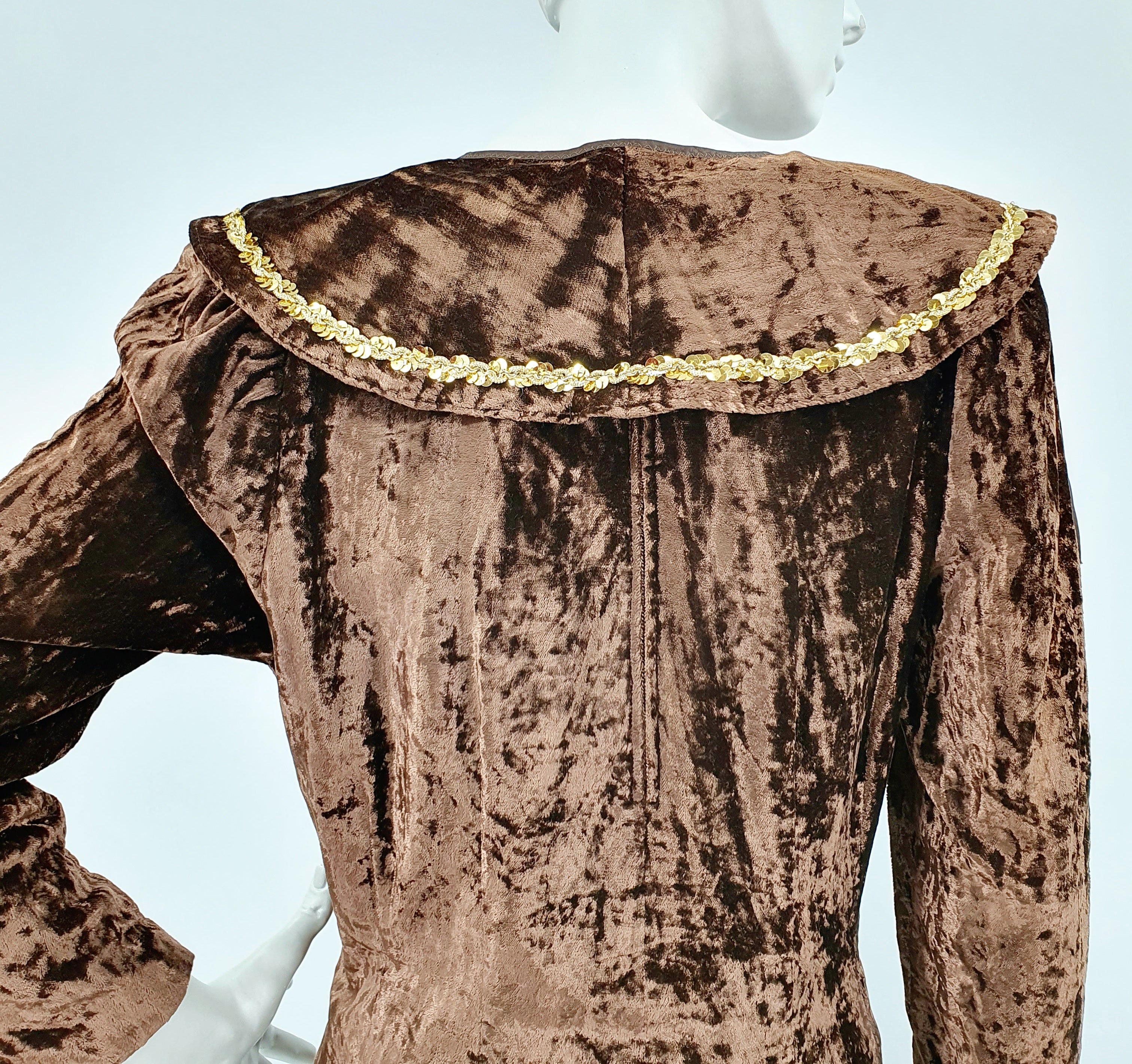 Dark brown velvet party dress, 80s-90s, size 38(40)