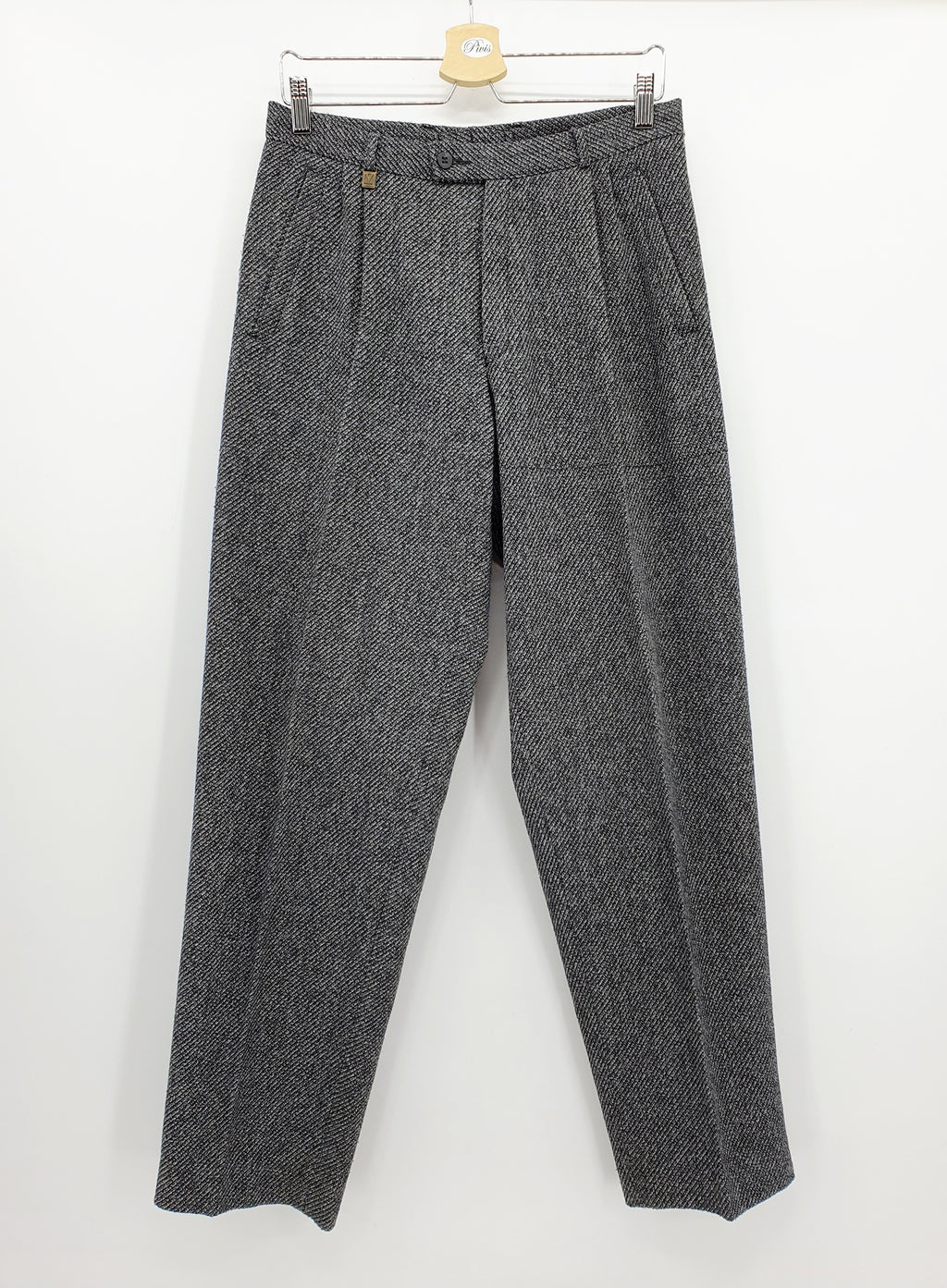 Melka. miesten suorat villasekoitehousut 80-luvulta, väri mustanharmaa