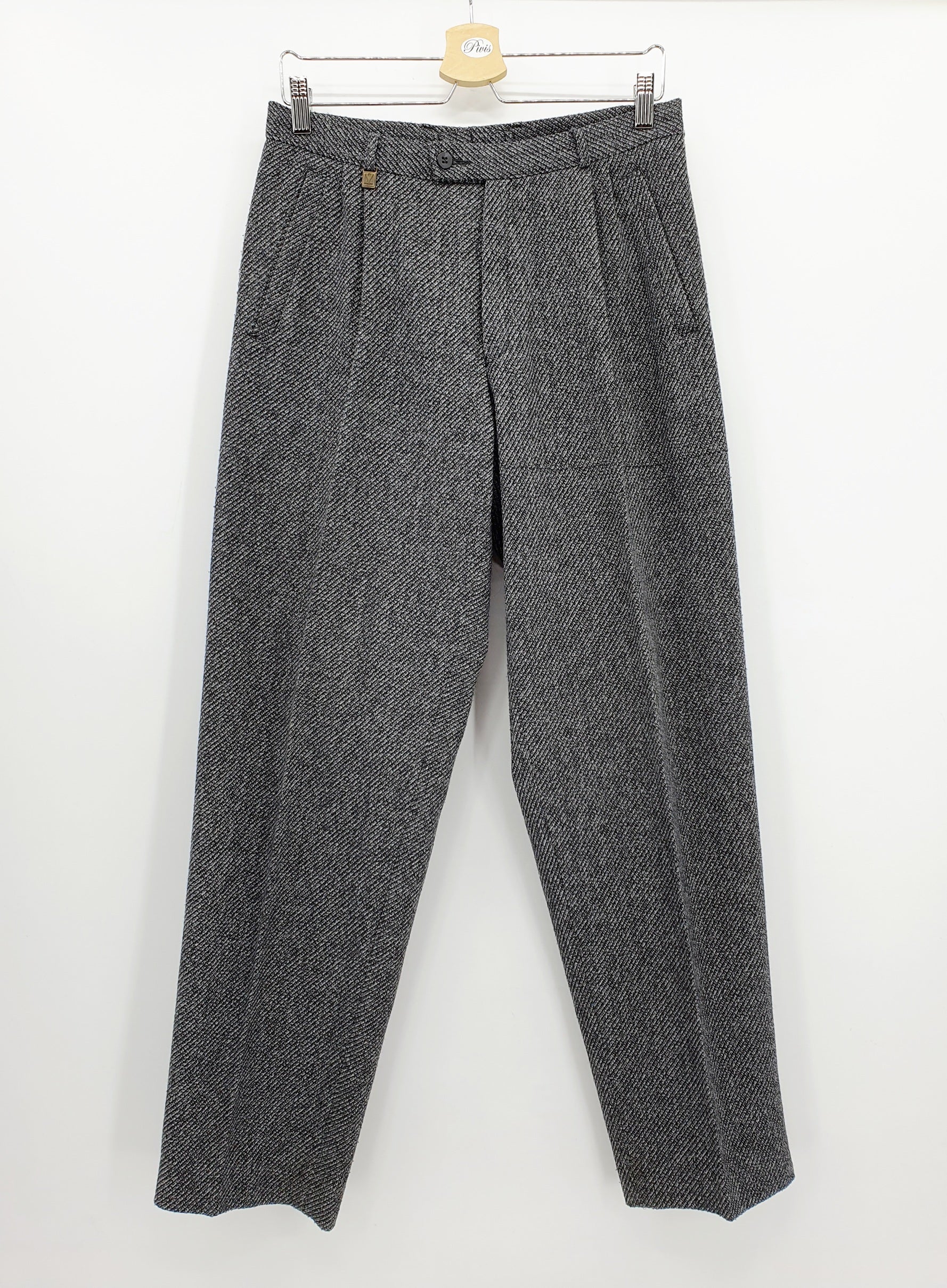 Melka. miesten suorat villasekoitehousut 80-luvulta, väri mustanharmaa