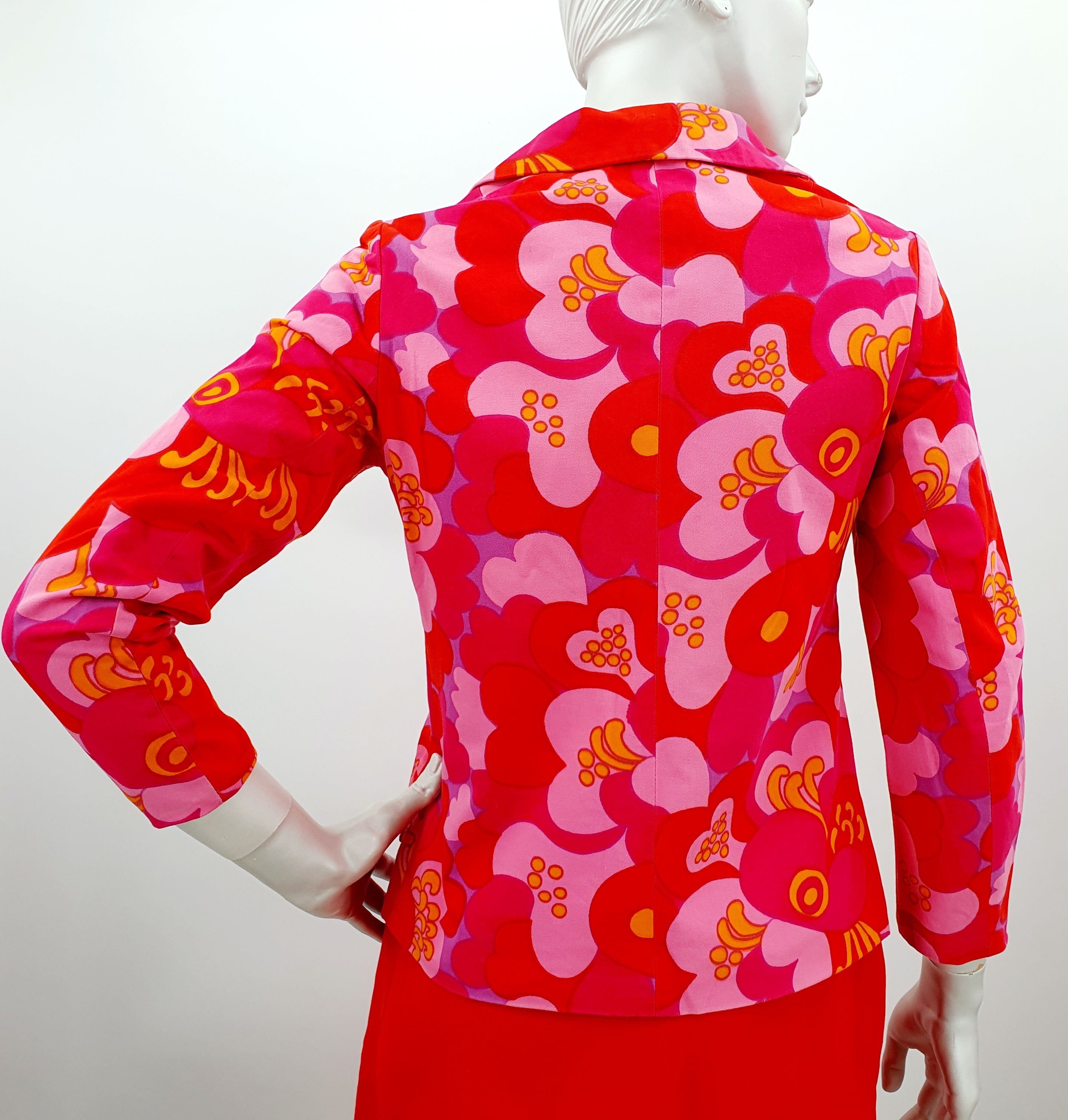 Finnish vintage floral cotton jacket, 60s-70s, size 34-36