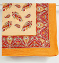 Paisley patterned cotton scarf, size 50x50cm, blue/orange