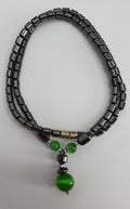 Magnetic necklace with green pendant, length 45cm