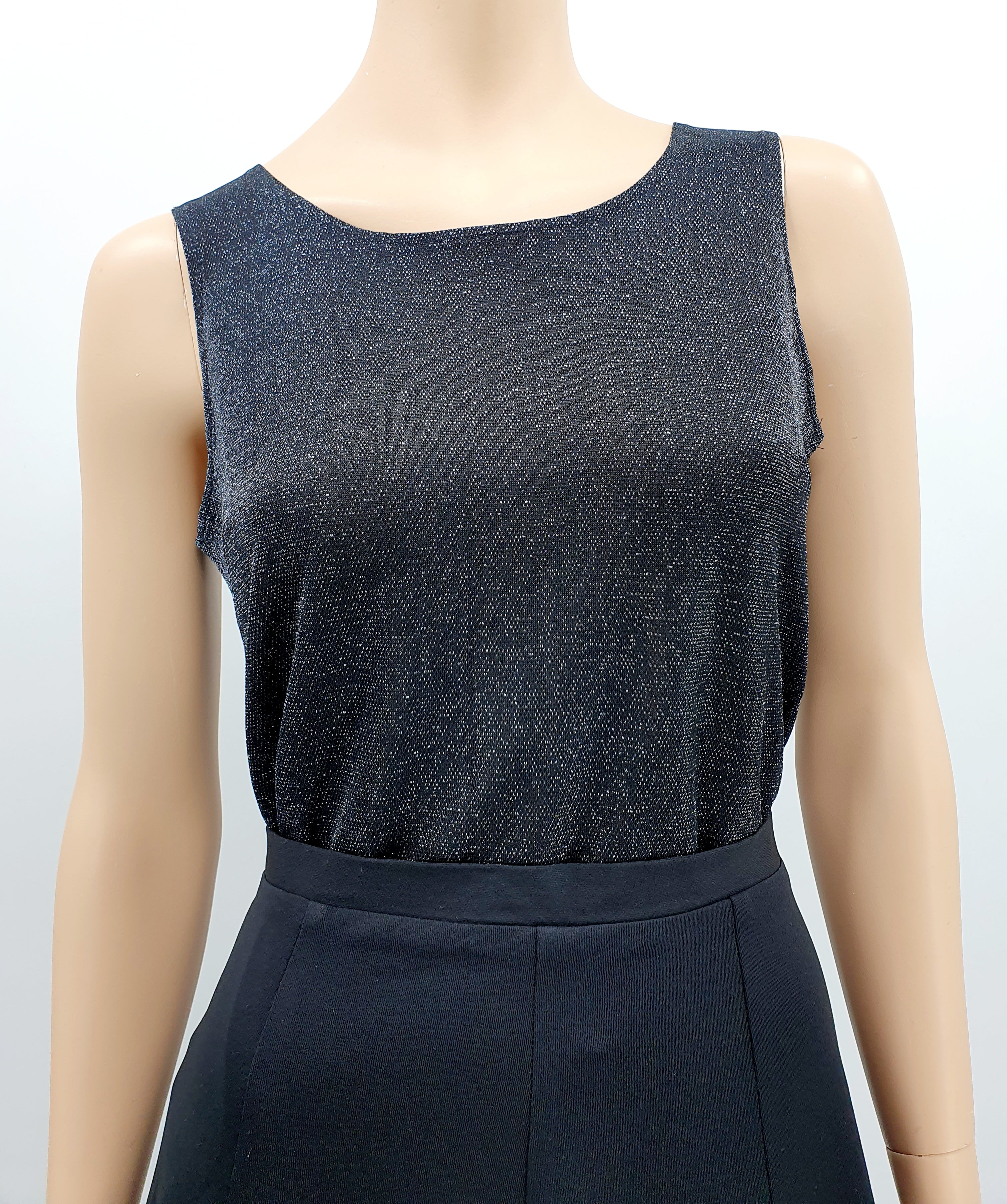 Merci, black glitter top, from the 90s, size 38