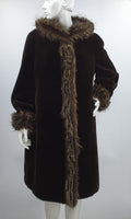 Alexandra, dark brown faux fur coat from the 90s, size 42-44