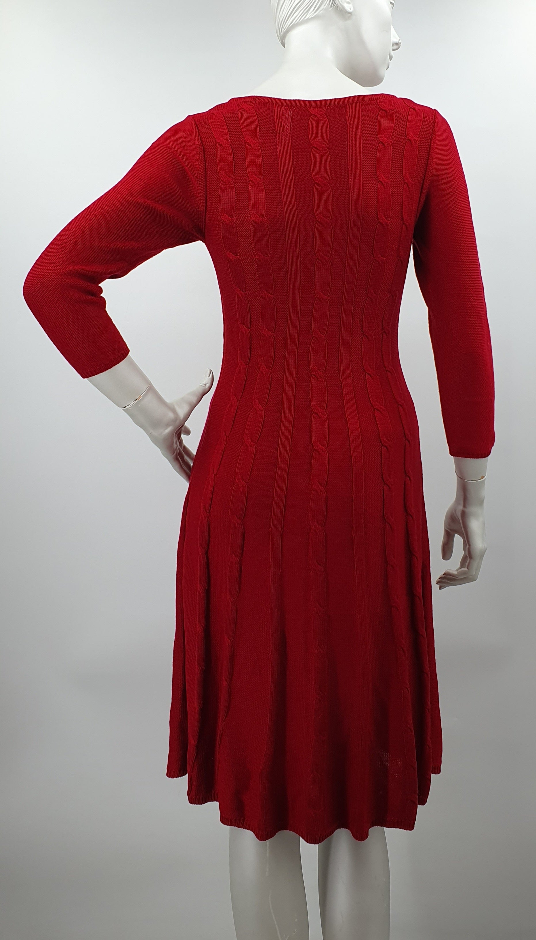 Nine West, dark red knitted dress, size 34-36