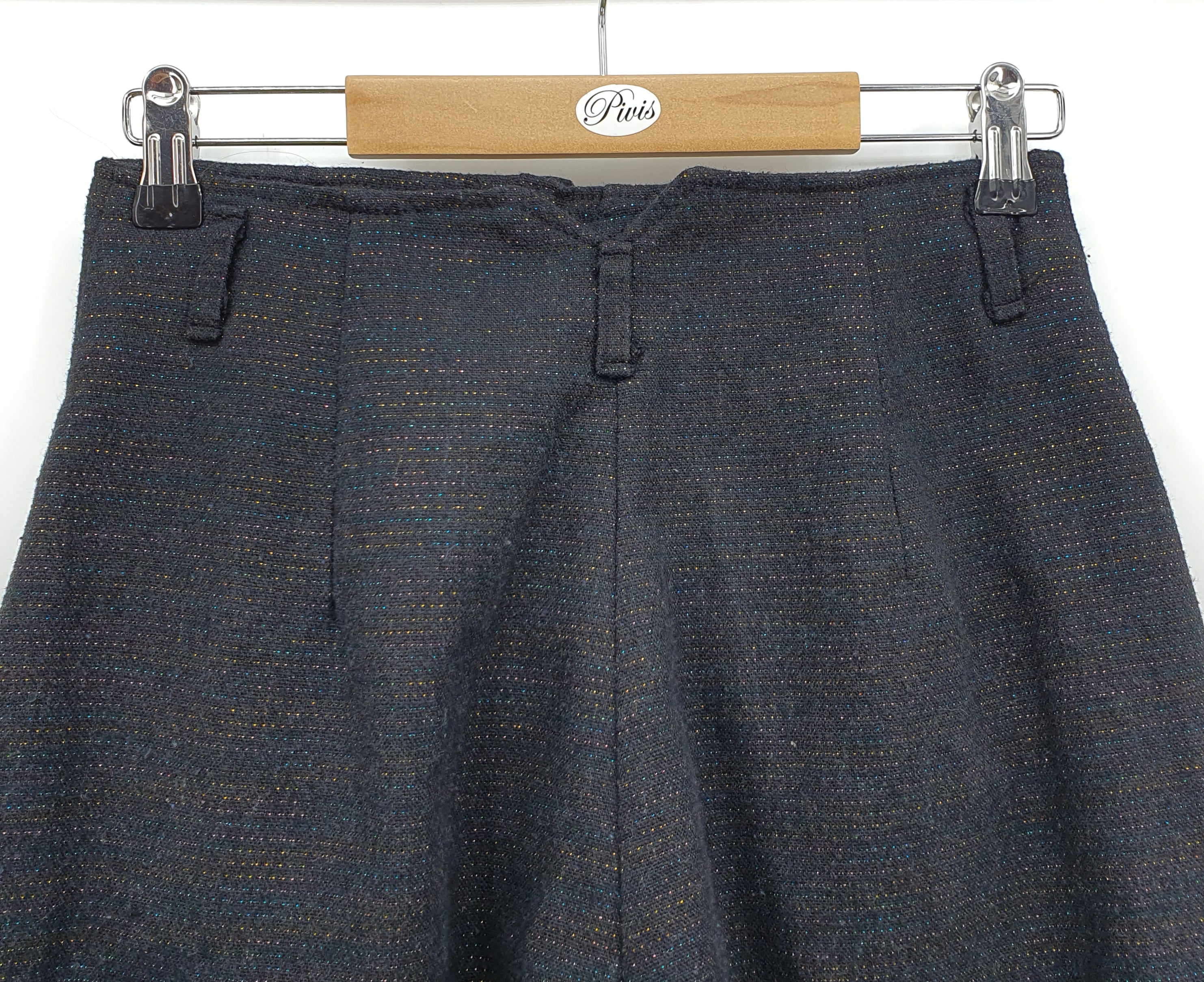 Farmariteollisuus Oy, black sparkly pants from the 80s, size 34