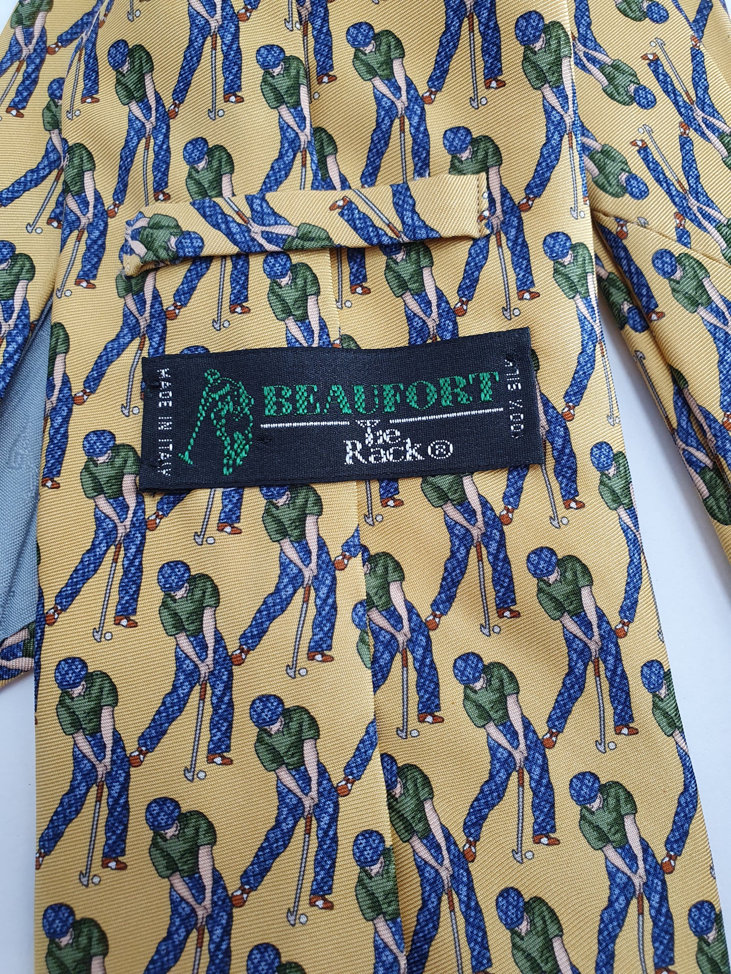 Tie Rack, golf aiheinen silkkikravatti 90-luvulta