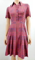 Roosanvärinen silkkimekko 50-luvulta, koko 36/38