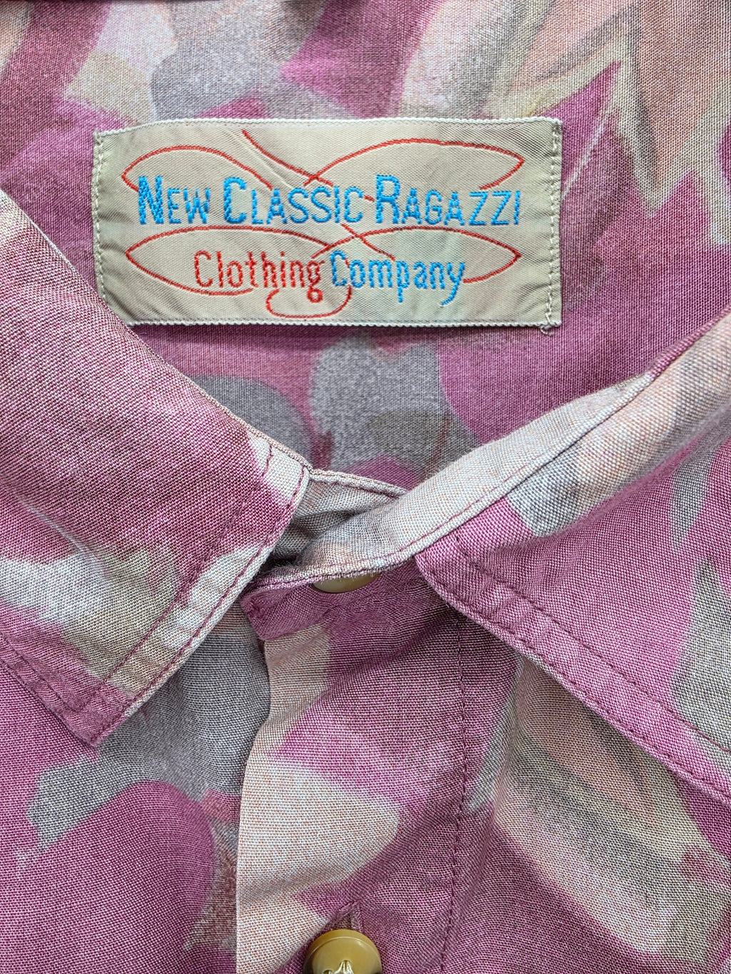 Ragazzi, pink/grey men's cotton shirt from the 90s, size XXL