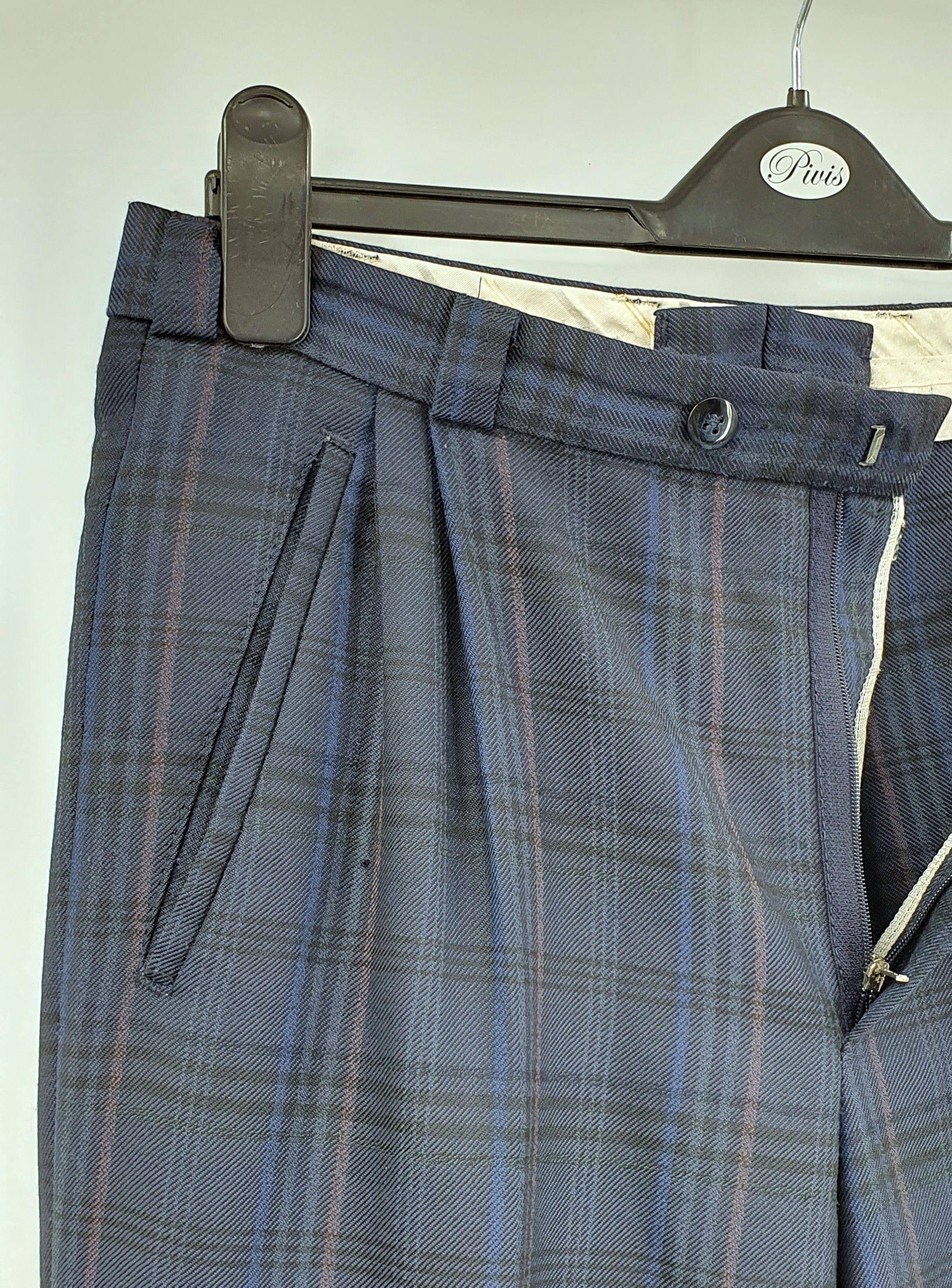 Melka, men's checkered straight pants from the 80s-90s, waist 82cm