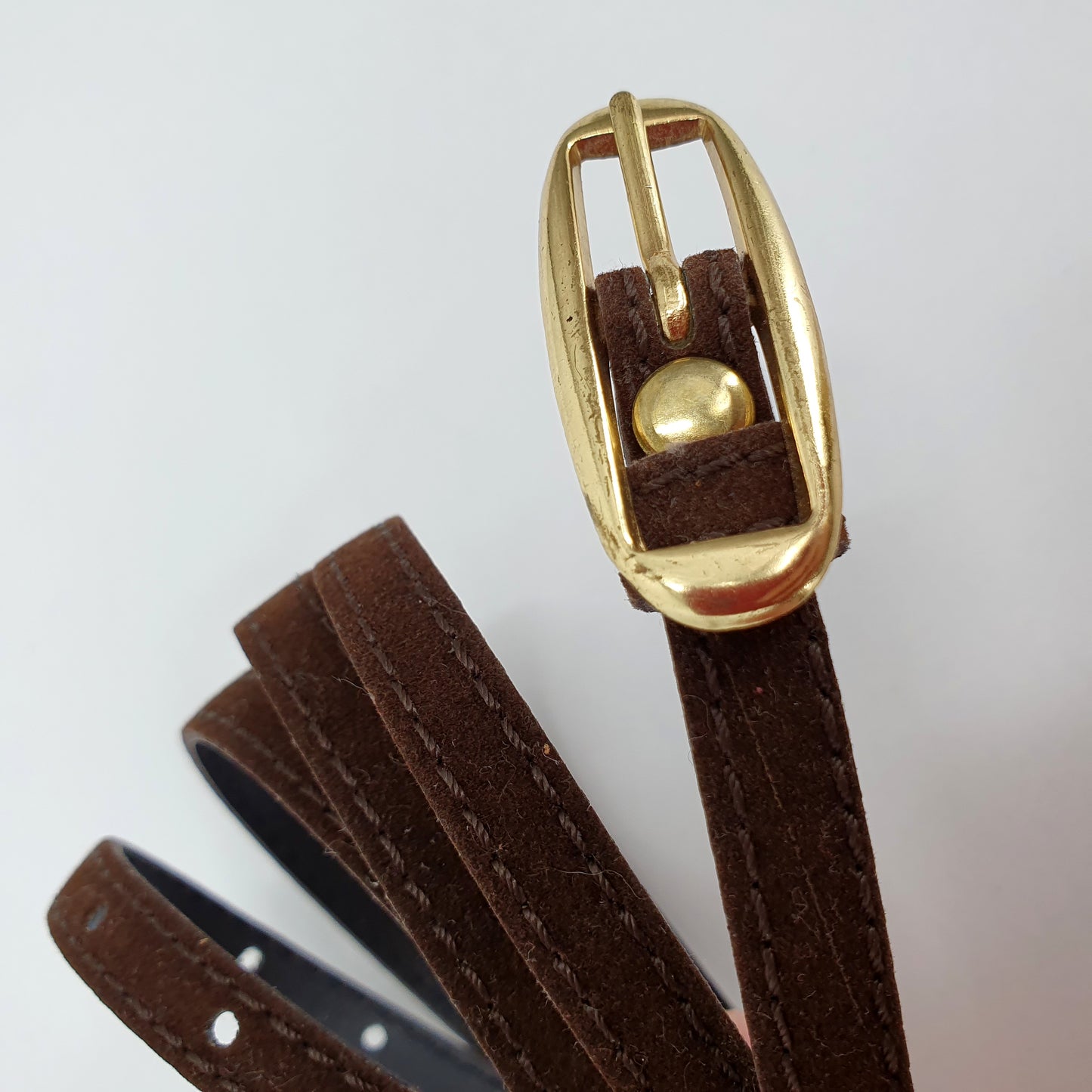 Brown narrow velvet belt from the 80s