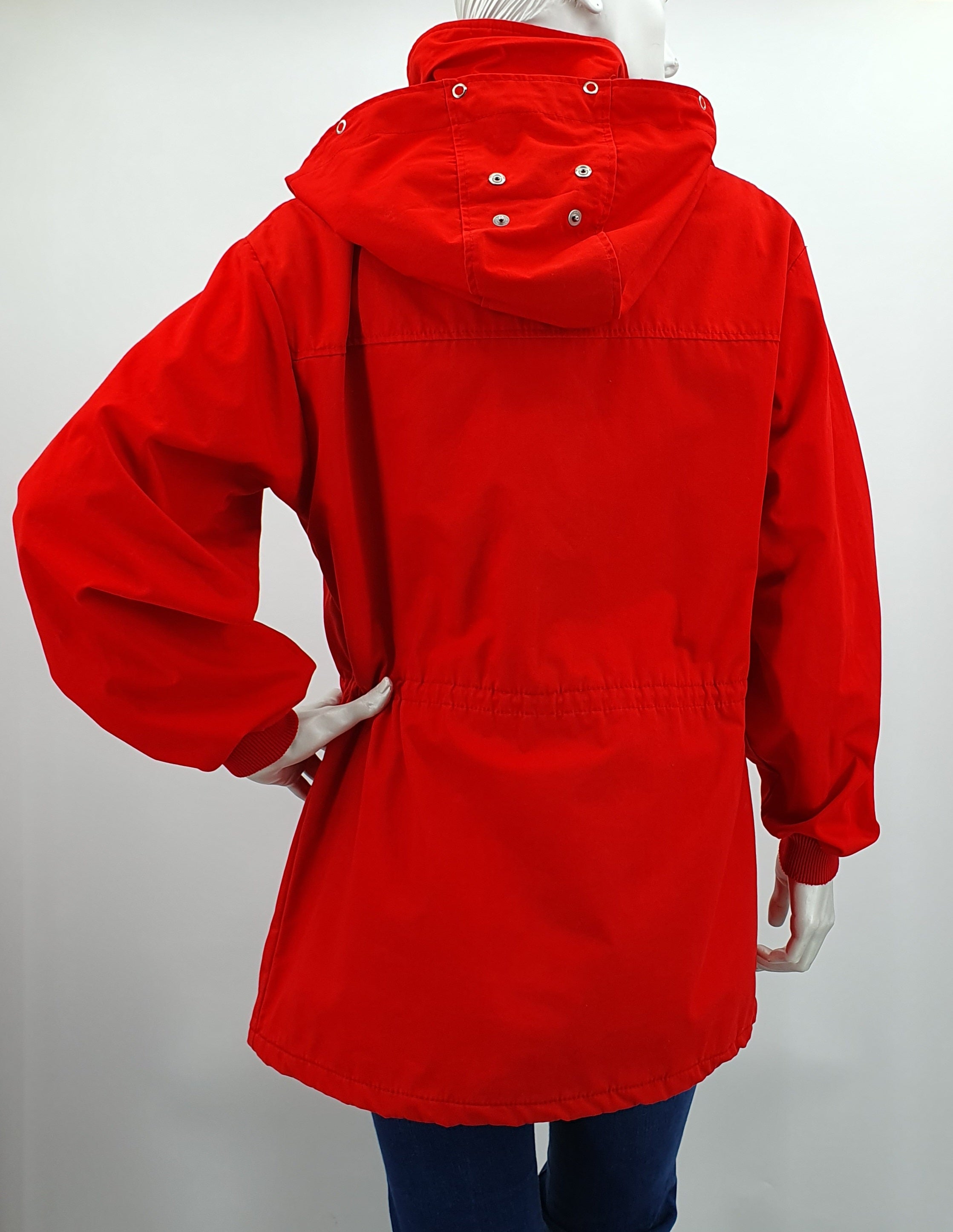 Ajak, bright red mid-season jacket from the 80s, size 38-40