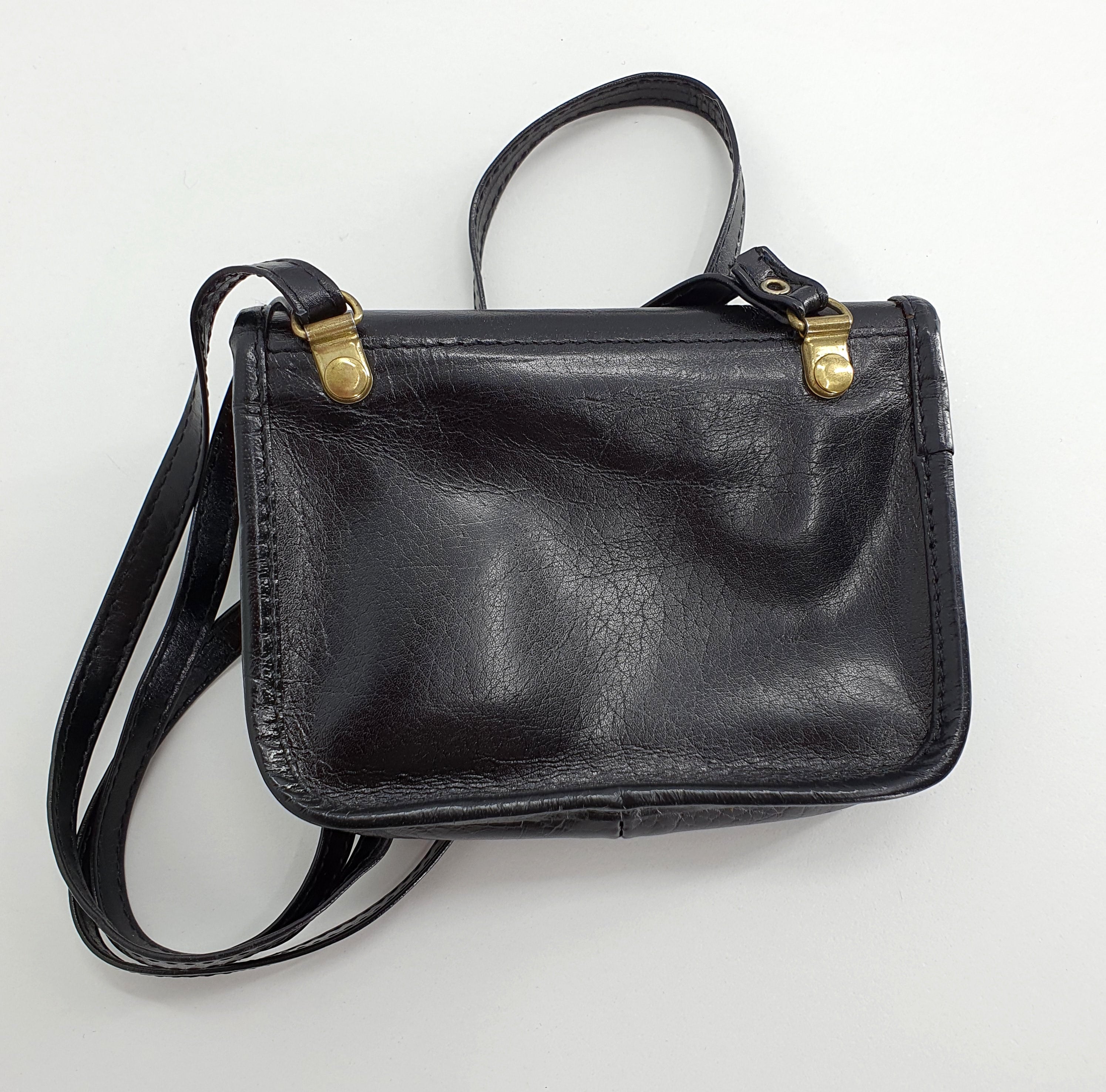 Black small bag from the 80s, genuine leather