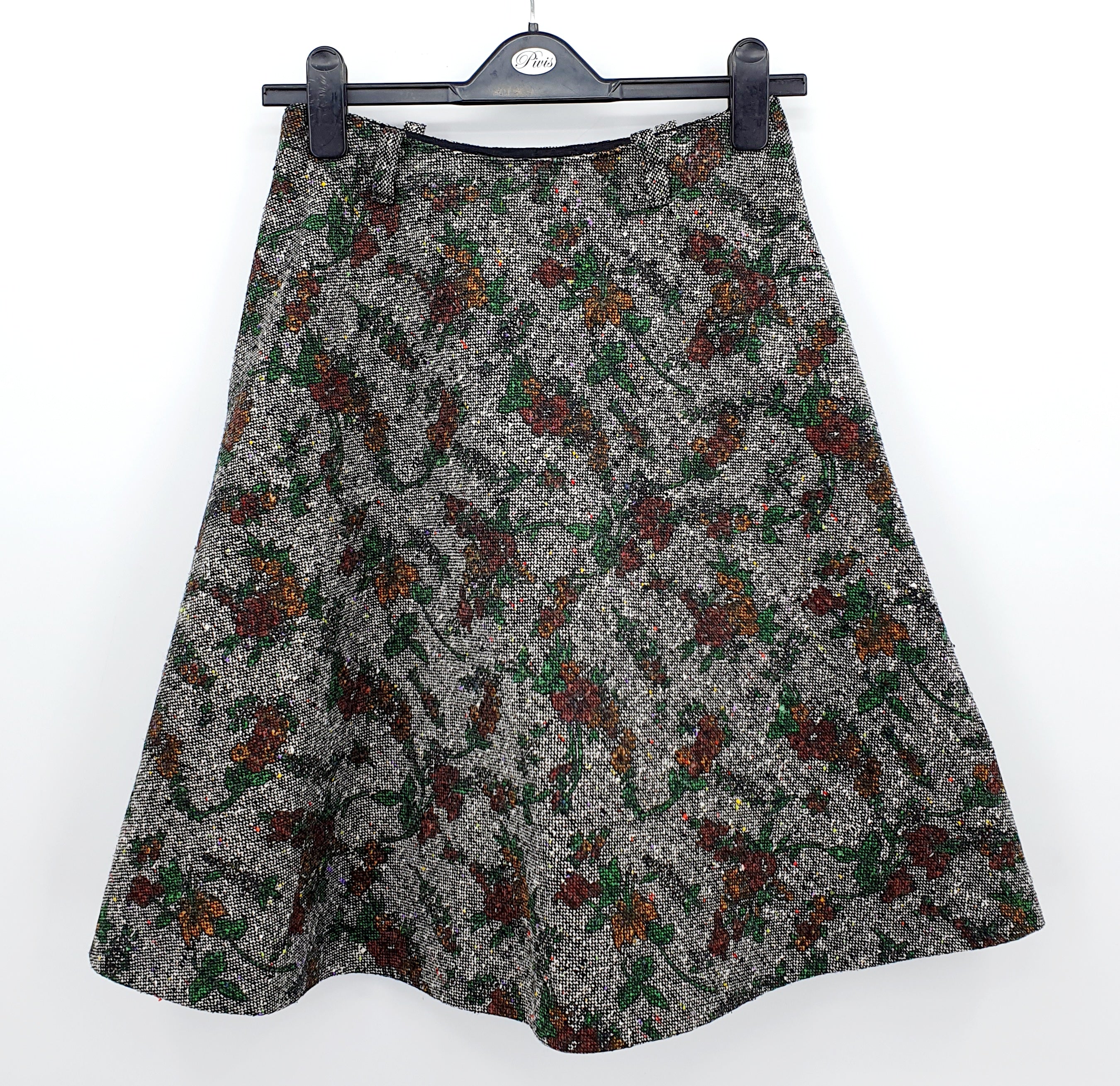 Floral patterned wool blend skirt, 60s, waist 70cm, size 36