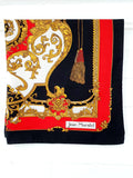 Jean Muratet, vintagehuivi barokkiaiheisella kuviolla, vintagescarf heradic style with tassels