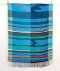 Blue scarf with Inca pattern, size 68x170cm