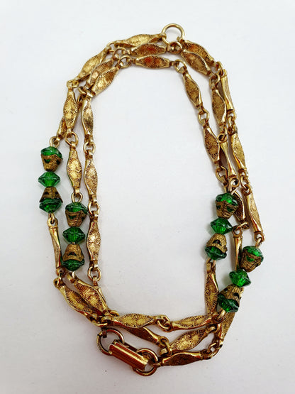 Long gold-colored necklace from the 60s-70s, length 70cm