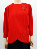 Carolin, red party blouse from the 80s, size 38-40