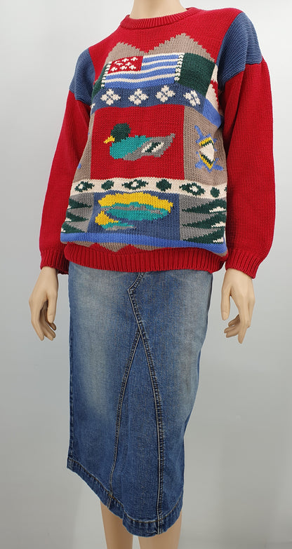 Duck-themed sweater from the 80s-90s, size 36-38
