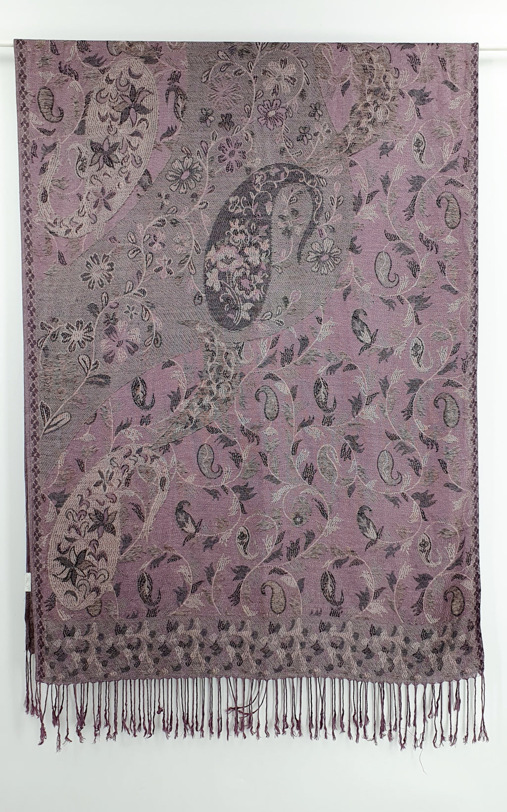 Scarf in purple and gray, size 70x185cm